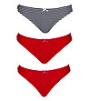Комплект от 3 броя памучни бикини в червено и черно-бяло Lara-0 снимка