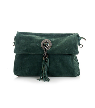 Велурена дамска зелена чанта Giusy снимка
