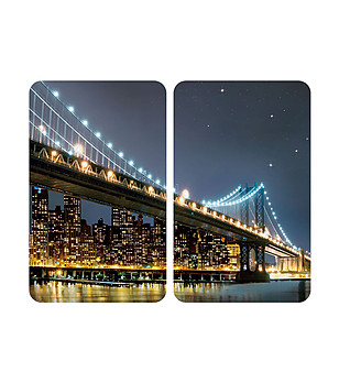 Комплект от два универсални стъклени плота с принт Brooklyn Bridge снимка