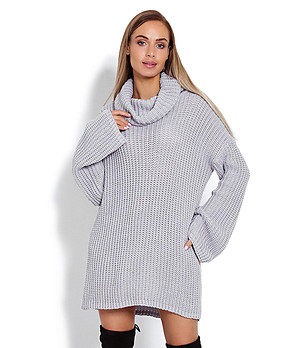 Дълъг дамски пуловер в сив нюанс Darlene снимка
