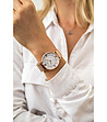 Дамски розовозлатист часовник с ефектна верижка Roni-1 снимка
