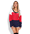 Дамски пуловер в бяло, червен и тъмносиньо Millie-0 снимка