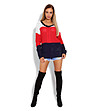 Дамски пуловер в бяло, червен и тъмносиньо Millie-3 снимка