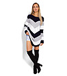 Дамски пуловер в тъмносиньо, сиво и бяло Adelita-3 снимка