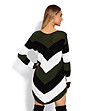 Дамски дълъг пуловер в тъмнозелено, черно и бяло Adelita-1 снимка