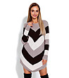Дамски пуловер в цвят капучино, черно и бяло Adelita-0 снимка