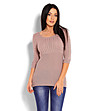 Дамски пуловер в цвят капучино Belle-0 снимка