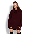 Дълъг дамски пуловер в цвят бордо Darlene-0 снимка