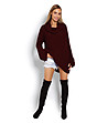 Дълъг дамски пуловер в цвят бордо Darlene-3 снимка