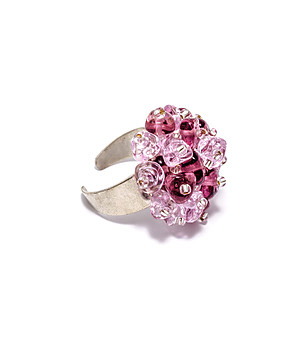 Сребрист дамски пръстен Klarissa с елемент в розови нюанси снимка