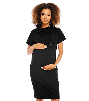 Памучна рокля за бременни в черно Milly снимка