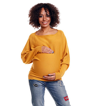 Пуловер за бременни в цвят горчица Aldona снимка