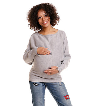 Пуловер за бременни в сив нюанс Aldona снимка