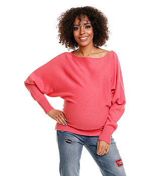 Мек пуловер в цвят корал за бременни Aldona снимка