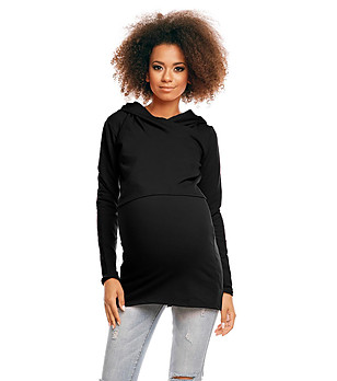 Черна памучна блуза за бременни Betsey снимка