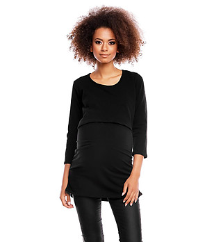 Черна памучна блуза за бременни Elyse снимка