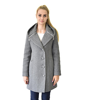 Вълнено дамско палто Alvara в сив меланж снимка