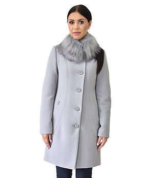 Вълнено дамско палто Zefira в светлосиво снимка