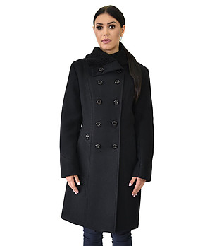 Дамско вълнено палто в черно Simina снимка