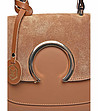Дамска кожена чанта в цвят коняк със златист детайл Ardelia-2 снимка