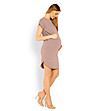 Асиметрична памучна рокля за бременни в цвят капучино-2 снимка