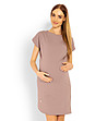 Асиметрична памучна рокля за бременни в цвят капучино-3 снимка