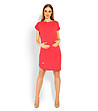 Асиметрична памучна рокля за бременни в цвят корал-0 снимка