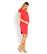 Асиметрична памучна рокля за бременни в цвят корал-2 снимка