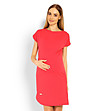 Асиметрична памучна рокля за бременни в цвят корал-3 снимка