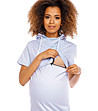 Памучна рокля за бременни в светлосин меланж Milly-4 снимка