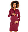 Памучна рокля за бременни в цвят бордо Frida-3 снимка