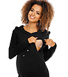 Черна памучна рокля за бременни Frida-2 снимка