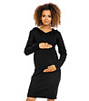 Черна памучна рокля за бременни Frida-3 снимка