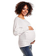 Бял пуловер за бременни Aldona-3 снимка