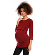 Червена памучна блуза за бременни Elyse-2 снимка