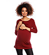 Червена памучна блуза за бременни Elyse-3 снимка