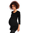 Черна памучна блуза за бременни Elyse-2 снимка