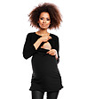 Черна памучна блуза за бременни Elyse-3 снимка