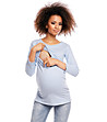 Синя памучна блуза за бременни Elyse-3 снимка