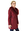 Дамско вълнено палто Claret в нюанс на цвят бордо-2 снимка
