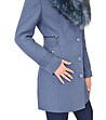 Дамско вълнено палто Claret в синьо-сив меланж-3 снимка
