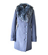 Дамско вълнено палто Claret в синьо-сив меланж-4 снимка