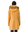 Дамско вълнено палто в цвят горчица с пух Alva-1 снимка