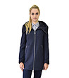 Тъмносиньо вълнено дамско палто с джобове с цип Denia-0 снимка