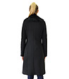 Вълнено черно палто с яка с косъм Lornita-1 снимка