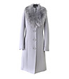 Вълнено светлосиво дамско палто с яка с косъм Lornita-4 снимка