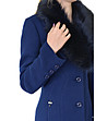 Дамско вълнено синьо палто с яка в черно Lornita-3 снимка