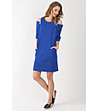 Памучна синя рокля с джобове Eugenia-0 снимка