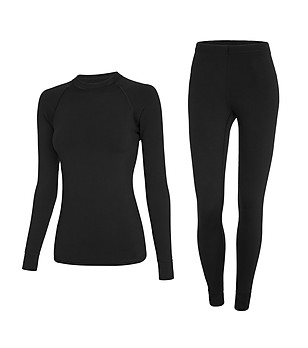Дамски спортен термокомплект от блуза и клин в черно Warm снимка