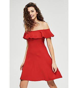 Памучна червена рокля без ръкави Ameli снимка